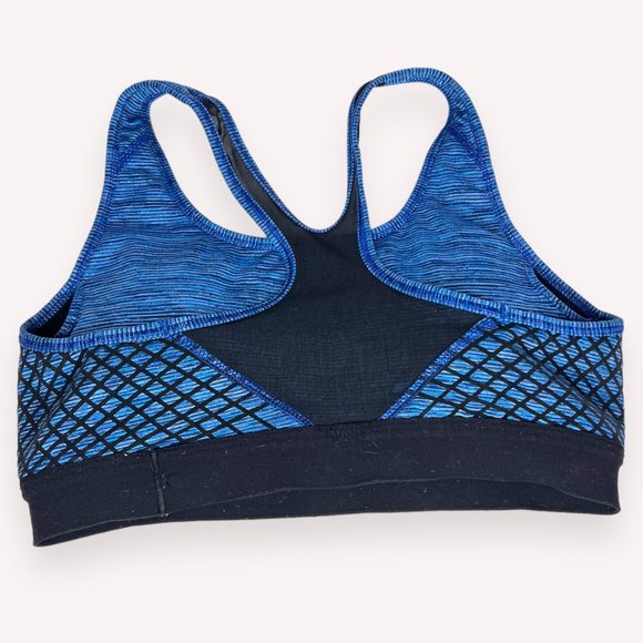 Nike Blue Black Space Dye Print Pro Hyper Classic Padded Sports Bra Size M - Picture 2 of 5